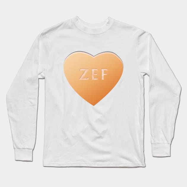 Zef Candy Heart - Orange Long Sleeve T-Shirt by LozMac